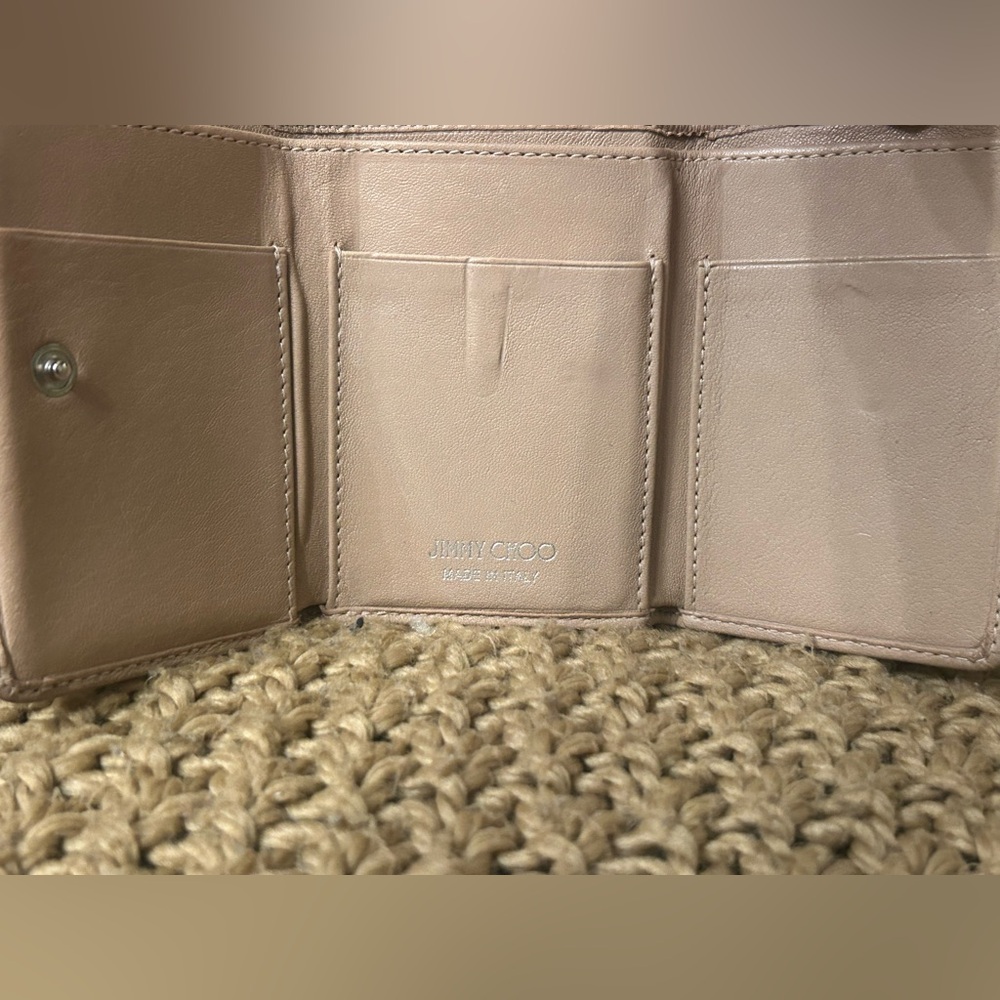 Jimmy Choo Star-Studded Nude Pink Leather Compact Wallet - EUC with COA - Picture 4 of 9